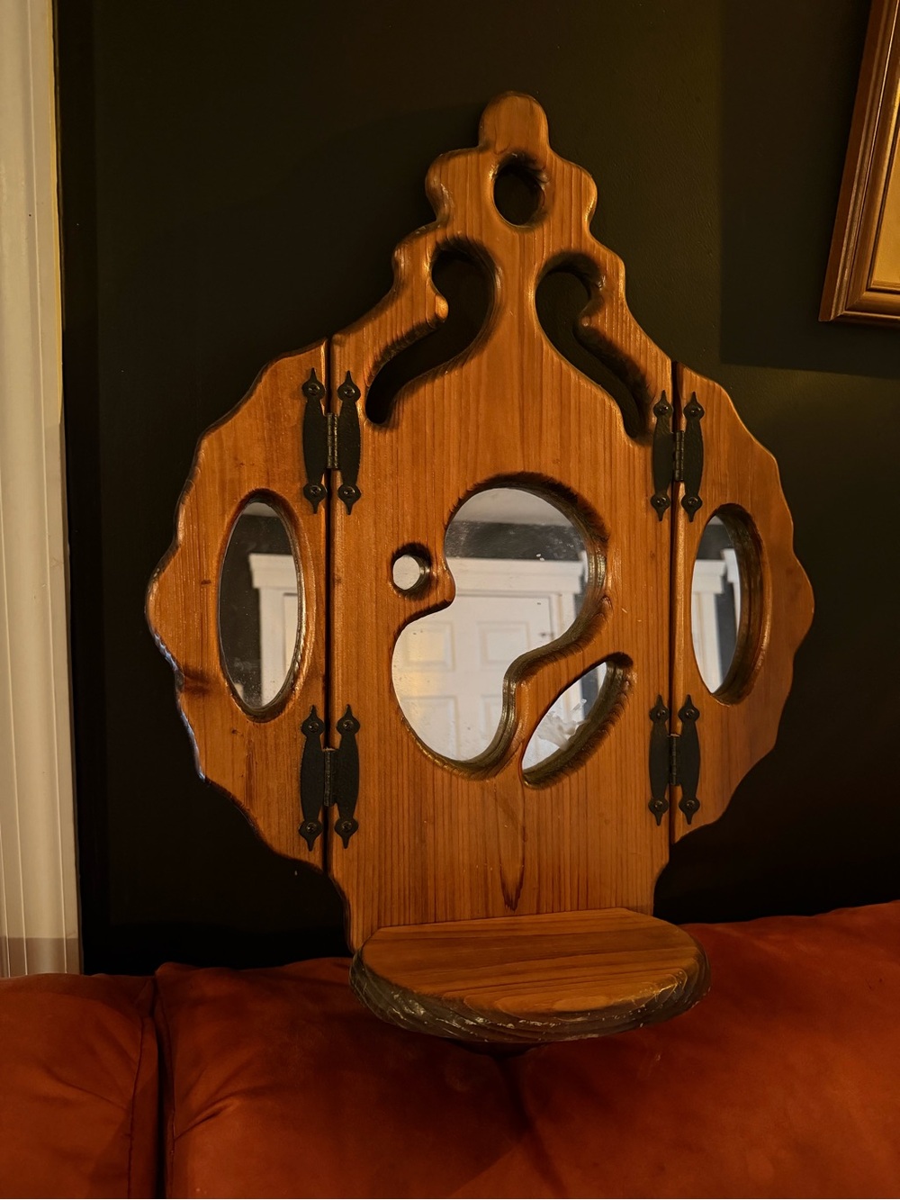 Rustic trifold mirror